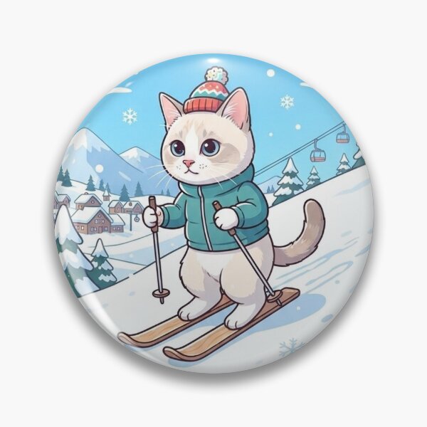 Item preview, Powder Cat Ski Adventure Cute Skiing Kitty in Winter Snow designed and sold by PetalsPaws.