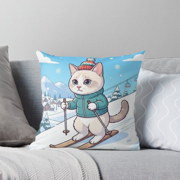 Item preview, Powder Cat Ski Adventure Cute Skiing Kitty in Winter Snow designed and sold by PetalsPaws.