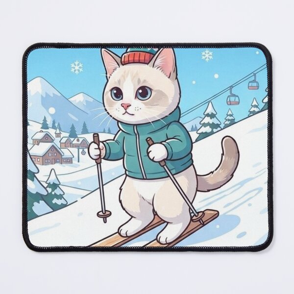 Item preview, Powder Cat Ski Adventure Cute Skiing Kitty in Winter Snow designed and sold by PetalsPaws.