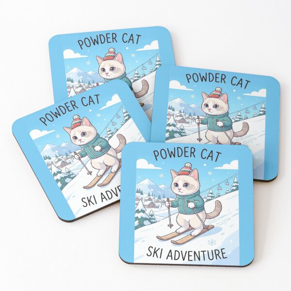 Item preview, Powder Cat Ski Adventure Cute Skiing Kitty in Winter Snow designed and sold by PetalsPaws.