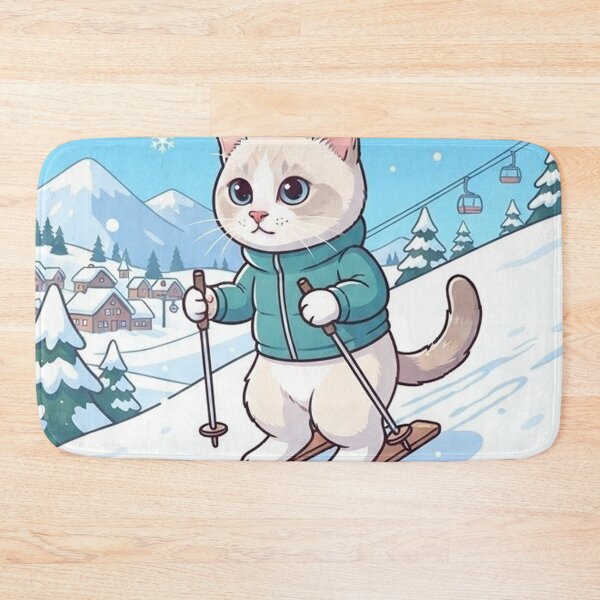 Item preview, Powder Cat Ski Adventure Cute Skiing Kitty in Winter Snow designed and sold by PetalsPaws.