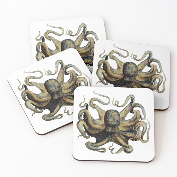Artikelvorschau, Vintage-Oktopus-Wandbild, antike Meereskreaturen-Illustration, nautische Bilderbuchkunst entworfen und verkauft von RickE.