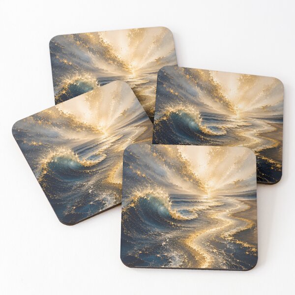 Item preview, Golden Tide – Blue and Gold Ocean Art designed and sold by bauschberts.