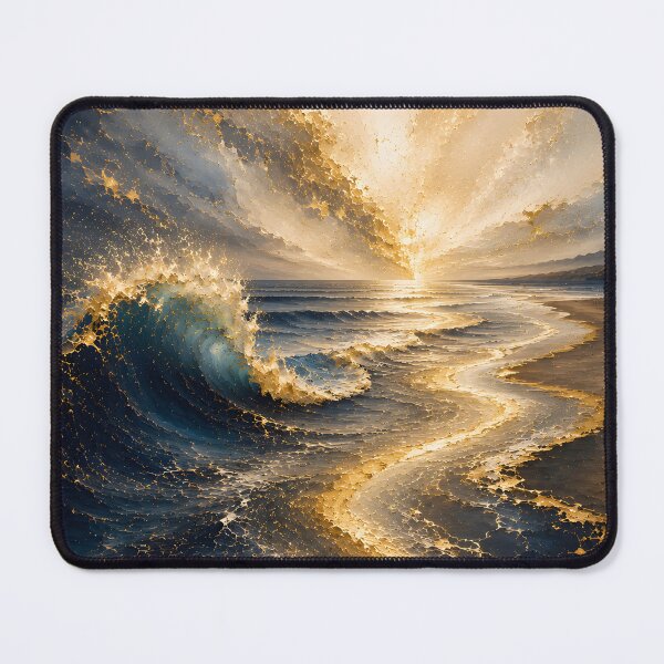 Item preview, Golden Tide – Blue and Gold Ocean Art designed and sold by bauschberts.