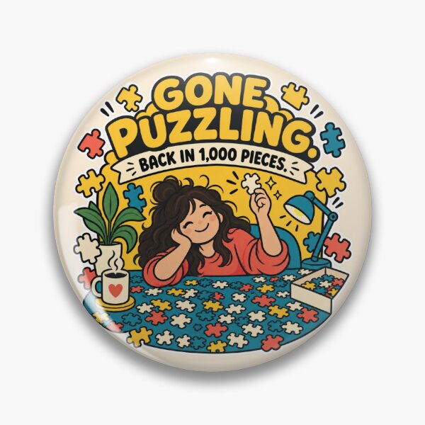 Item preview, Funny Jigsaw Puzzle Lover Gift Gone Puzzling Back In 1000 Pieces Flat Illustration Shirt Puzzle Sticker designed and sold by Fanverse Merchandise.