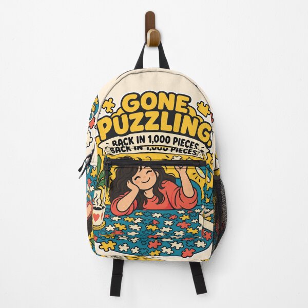 Item preview, Funny Jigsaw Puzzle Lover Gift Gone Puzzling Back In 1000 Pieces Flat Illustration Shirt Puzzle Sticker designed and sold by Fanverse Merchandise.