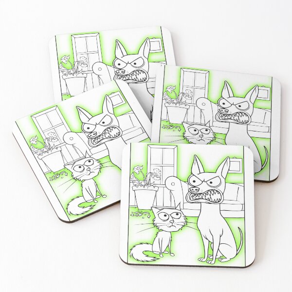 Item preview,  Crazy Dog And Mad Cat-Funny Angry Pet Line Art designed and sold by SiralyInk.