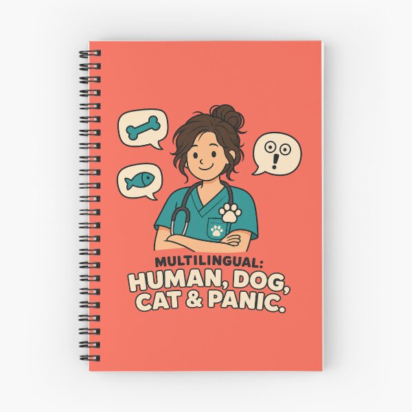 Item preview, Funny Vet Tech Gift Multilingual Human Dog Cat And Panic Flat Illustration Shirt Veterinary Sticker designed and sold by Fanverse Merchandise.