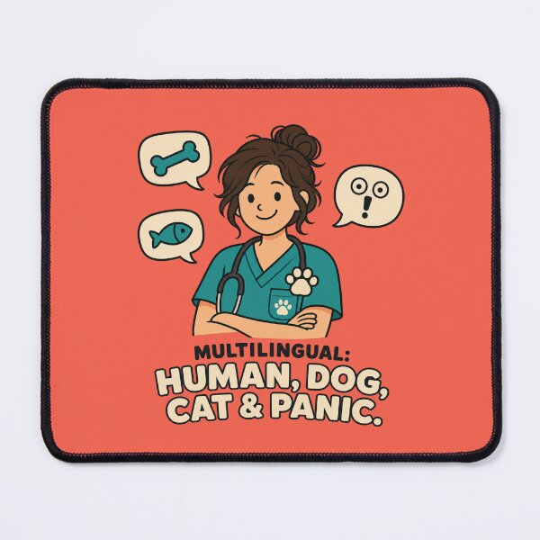 Item preview, Funny Vet Tech Gift Multilingual Human Dog Cat And Panic Flat Illustration Shirt Veterinary Sticker designed and sold by Fanverse Merchandise.