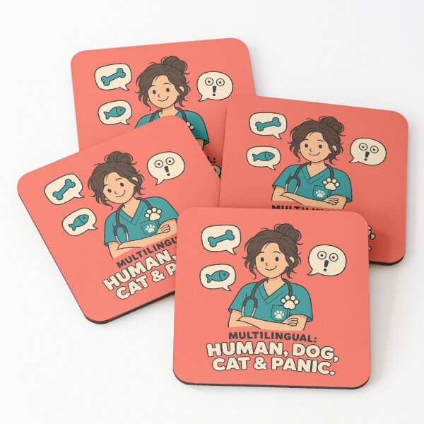 Item preview, Funny Vet Tech Gift Multilingual Human Dog Cat And Panic Flat Illustration Shirt Veterinary Sticker designed and sold by Fanverse Merchandise.
