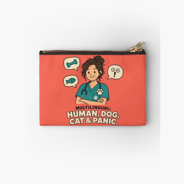 Item preview, Funny Vet Tech Gift Multilingual Human Dog Cat And Panic Flat Illustration Shirt Veterinary Sticker designed and sold by Fanverse Merchandise.