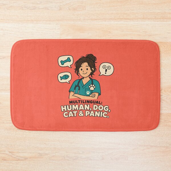 Item preview, Funny Vet Tech Gift Multilingual Human Dog Cat And Panic Flat Illustration Shirt Veterinary Sticker designed and sold by Fanverse Merchandise.