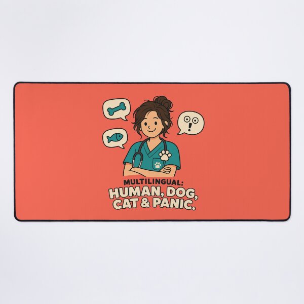 Item preview, Funny Vet Tech Gift Multilingual Human Dog Cat And Panic Flat Illustration Shirt Veterinary Sticker designed and sold by Fanverse Merchandise.