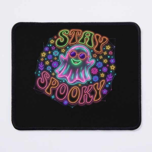 Item preview, Stay Spooky Neon Ghost Groovy Halloween T-Shirt Design designed and sold by Scribe2Vibe.