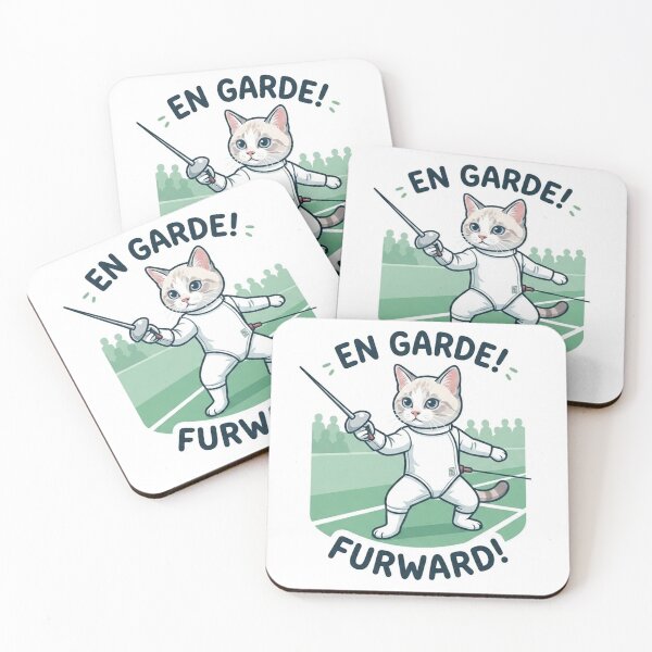 Item preview, En Garde Furward Cute Fencing Cat Fechter Kitty designed and sold by PetalsPaws.