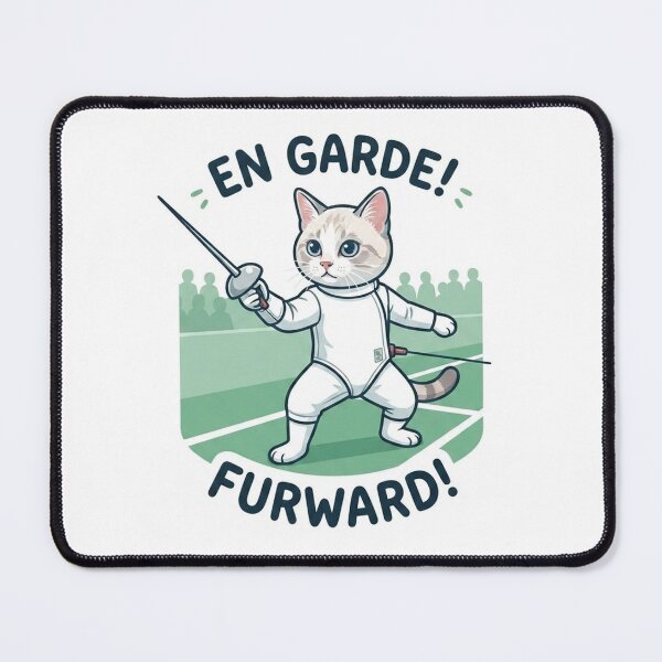 Item preview, En Garde Furward Cute Fencing Cat Fechter Kitty designed and sold by PetalsPaws.