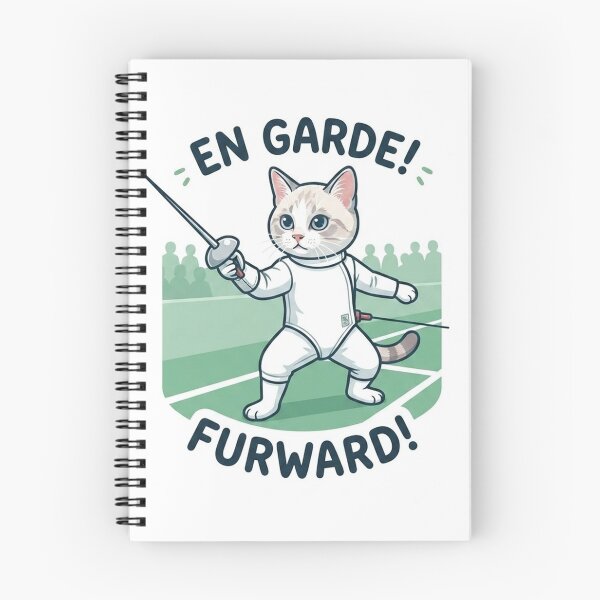 Item preview, En Garde Furward Cute Fencing Cat Fechter Kitty designed and sold by PetalsPaws.