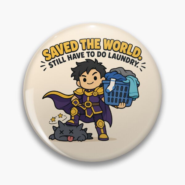 Item preview, Funny Gamer Gift Saved The World Still Have To Do Laundry Flat Illustration Shirt Hoodie Sticker designed and sold by Fanverse Merchandise.