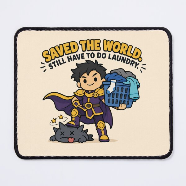 Item preview, Funny Gamer Gift Saved The World Still Have To Do Laundry Flat Illustration Shirt Hoodie Sticker designed and sold by Fanverse Merchandise.