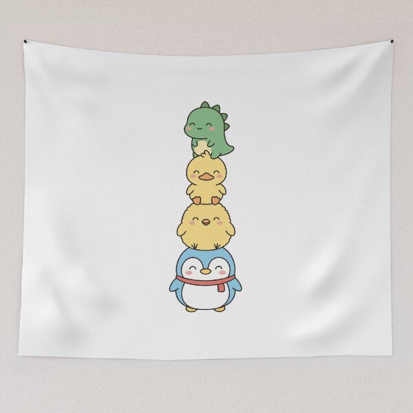 Item preview, Kawaii Animal Stack – Cute Dinosaur Duck Chick & Penguin Tower designed and sold by AliveStyle.