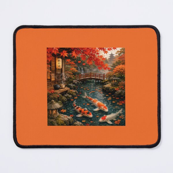 Item preview, Autumn Koi Pond – Japanese Garden Nature Art with Maple Leaves, Cozy Zen Japanese Aesthetic designed and sold by Tianjie-Yishu.