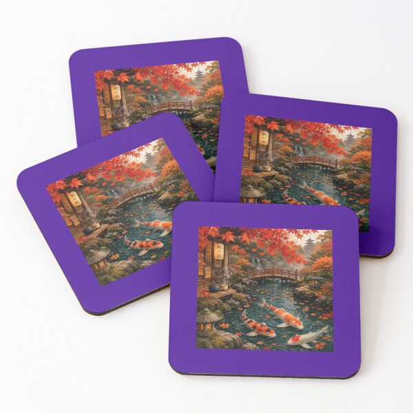 Item preview, Autumn Koi Pond – Japanese Garden Nature Art with Maple Leaves, Cozy Zen Japanese Aesthetic designed and sold by Tianjie-Yishu.