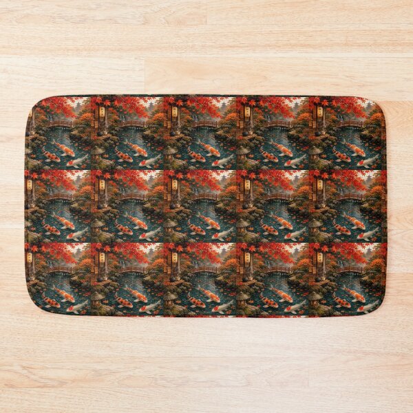 Item preview, Autumn Koi Pond – Japanese Garden Nature Art with Maple Leaves, Cozy Zen Japanese Aesthetic designed and sold by Tianjie-Yishu.