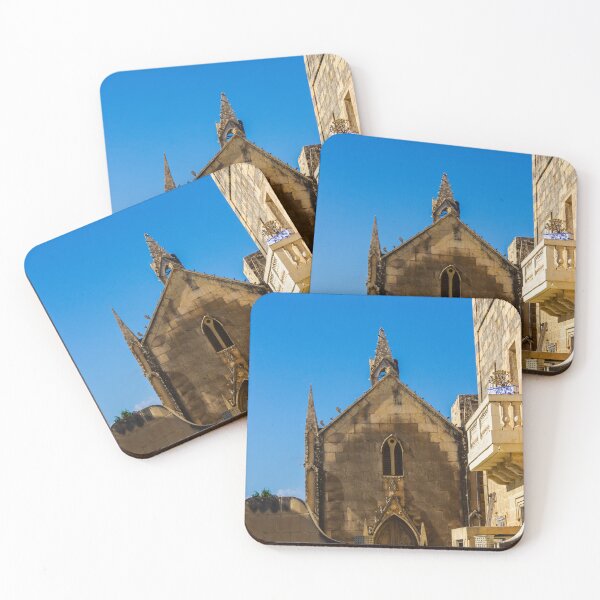 Item preview, Gothic Stone Church Facade With Blue Sky and Historic Architecture in Bright Day designed and sold by Nmallia.