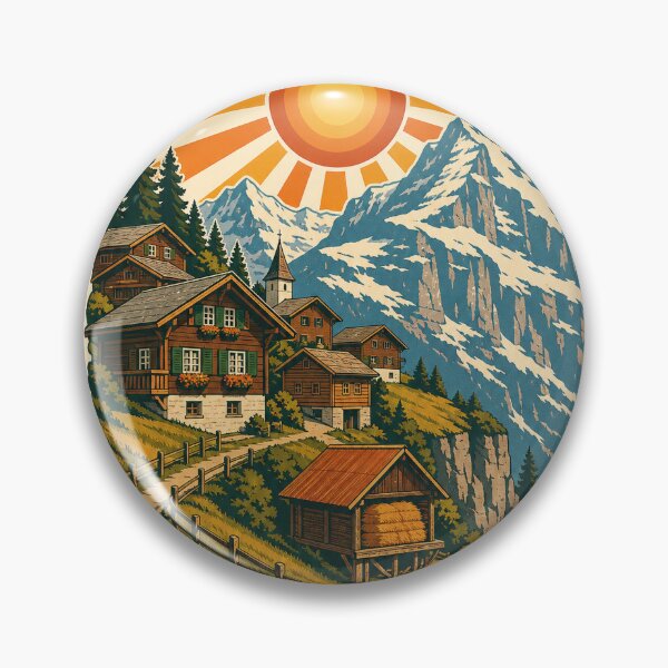 Item preview, Gimmelwald Switzerland Travel Souvenir - Retro Illustration designed and sold by VisualArtsOasis.
