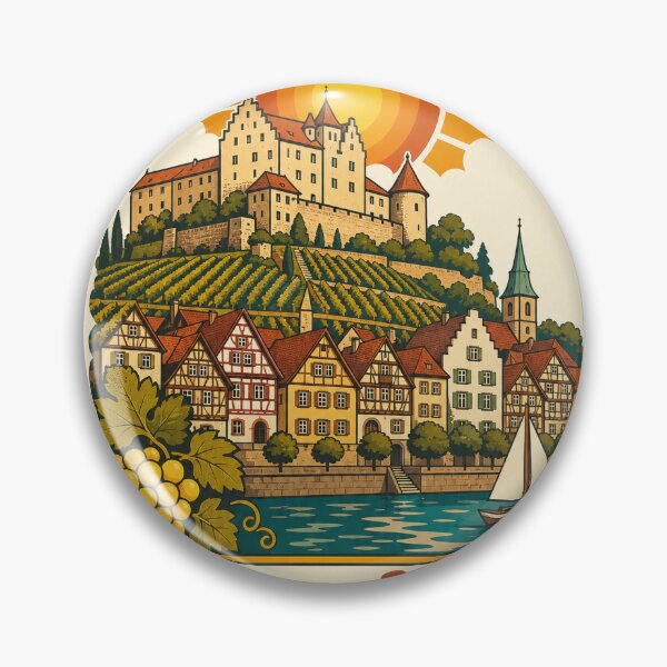 Item preview, Meersburg Germany Travel Souvenir - Retro Illustration designed and sold by VisualArtsOasis.