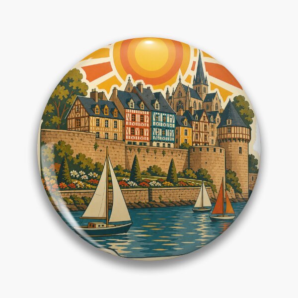 Artikelvorschau, Vannes Frankreich Reisesouvenir - Retro-Illustration entworfen und verkauft von VisualArtsOasis.