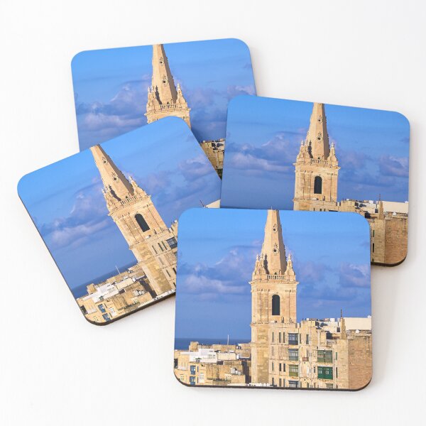 Item preview, Spire of St Paul's Pro-Cathedral and traditional maltese balconies in Valletta, Malta designed and sold by goceris.