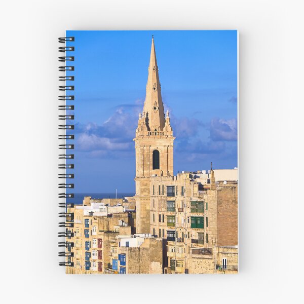 Item preview, Spire of St Paul's Pro-Cathedral and traditional maltese balconies in Valletta, Malta designed and sold by goceris.