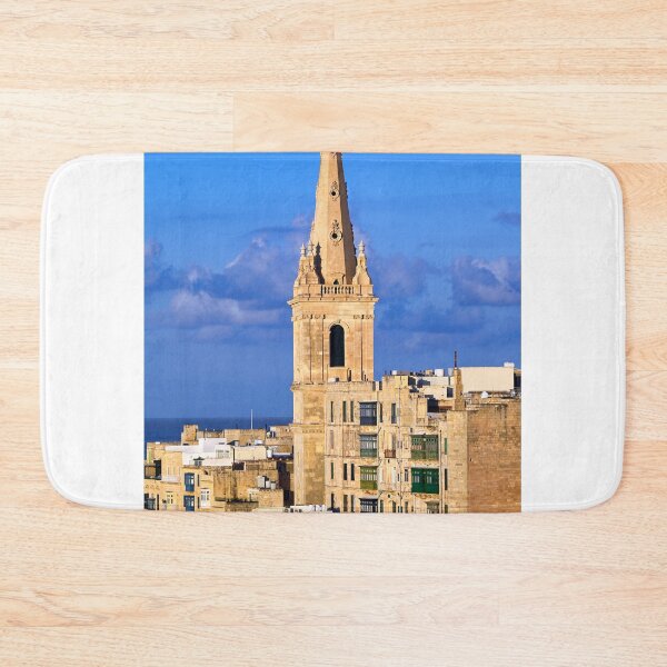 Item preview, Spire of St Paul's Pro-Cathedral and traditional maltese balconies in Valletta, Malta designed and sold by goceris.