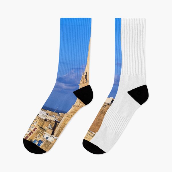 Item preview, Spire of St Paul's Pro-Cathedral and traditional maltese balconies in Valletta, Malta designed and sold by goceris.