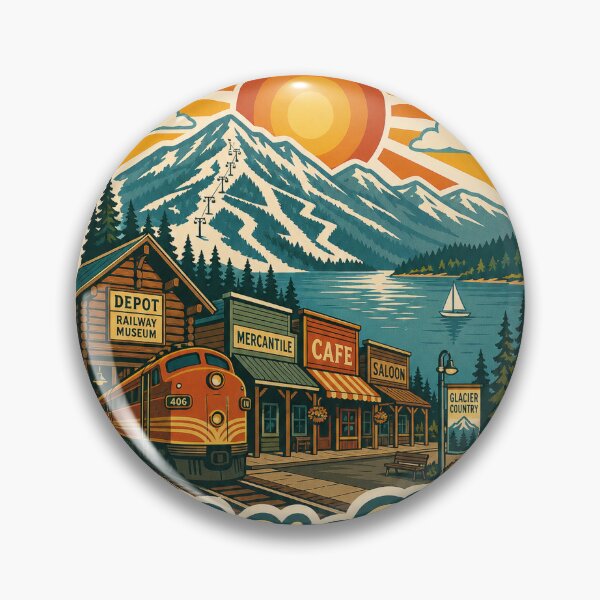 Item preview, Whitefish USA Travel Souvenir - Retro Illustration designed and sold by VisualArtsOasis.