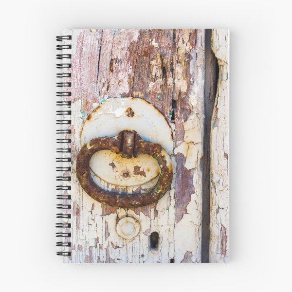 Item preview, Rusty Door Knocker on Weathered, Peeling Wood Door with Rustic Charm designed and sold by Nmallia.