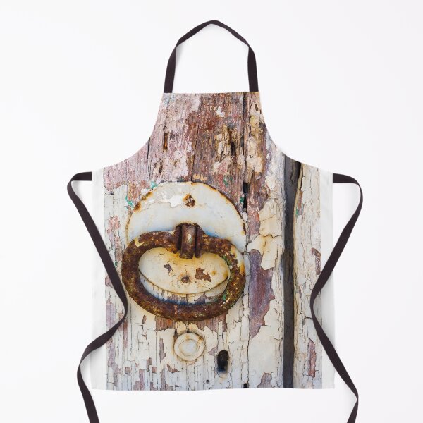 Item preview, Rusty Door Knocker on Weathered, Peeling Wood Door with Rustic Charm designed and sold by Nmallia.