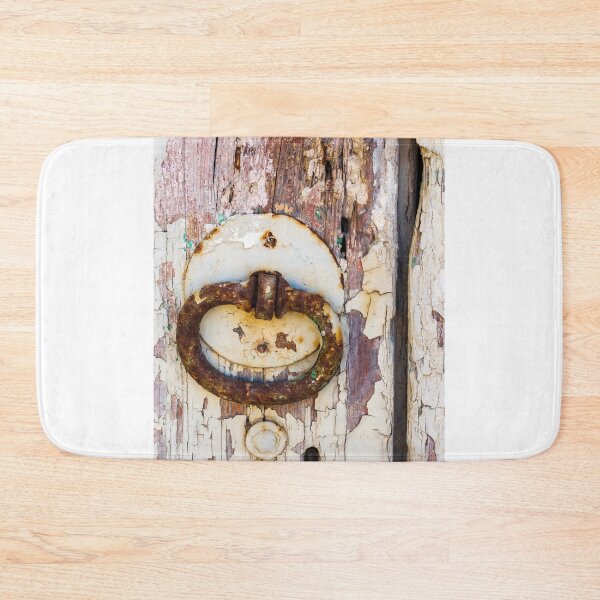 Item preview, Rusty Door Knocker on Weathered, Peeling Wood Door with Rustic Charm designed and sold by Nmallia.
