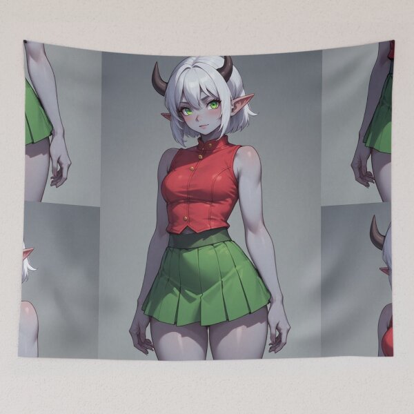 Item preview, Anime demon girl - Gray background designed and sold by ArtsJulian.