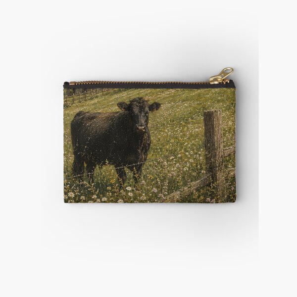 Item preview, Vintage Farmhouse Oil Painting Black Angus Cow Meadow designed and sold by Jozefin's Studio.