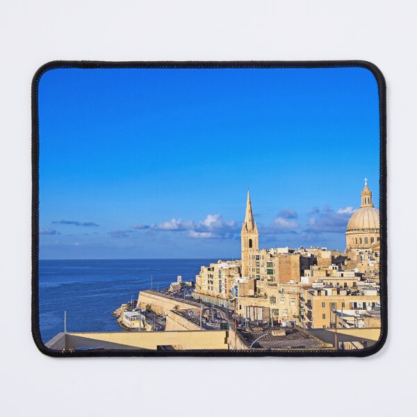 Item preview, Skyline of Valletta Malta featuring Basilica of Our Lady of Mount Carmel and St Paul’s Pro-Cathedral designed and sold by goceris.