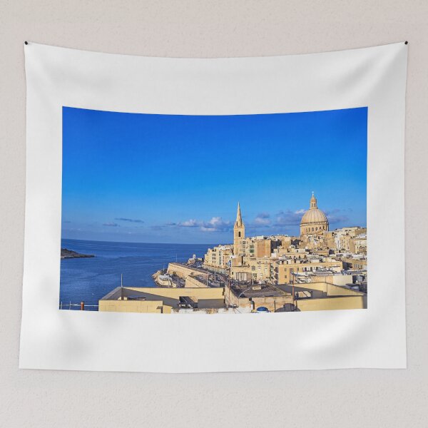 Item preview, Skyline of Valletta Malta featuring Basilica of Our Lady of Mount Carmel and St Paul’s Pro-Cathedral designed and sold by goceris.