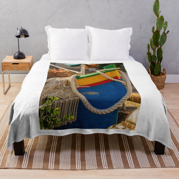 Item preview, Colorful Wooden Boat Bow with Thick Rope Coastline Decor and Nautical Details Sunlit Harbor Scene designed and sold by Nmallia.
