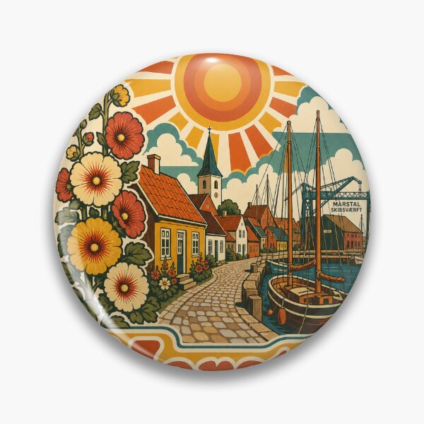 Item preview, Marstal Denmark Travel Souvenir - Retro Illustration designed and sold by VisualArtsOasis.