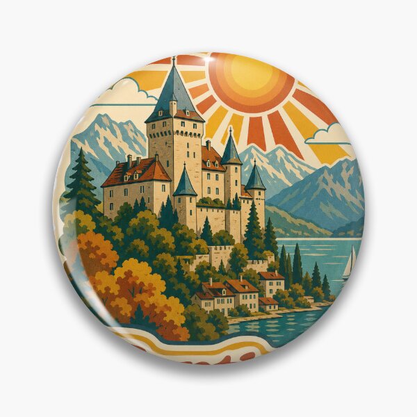 Item preview, Menthon-Saint-Bernard France Travel Souvenir - Retro Illustration designed and sold by VisualArtsOasis.