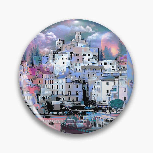 Item preview, Amalfi Coast Surreal Cosmic Cityscape Poster designed and sold by AXENT Designs.