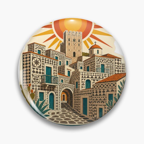 Item preview, Pyrgi Greece Travel Souvenir - Retro Illustration designed and sold by VisualArtsOasis.