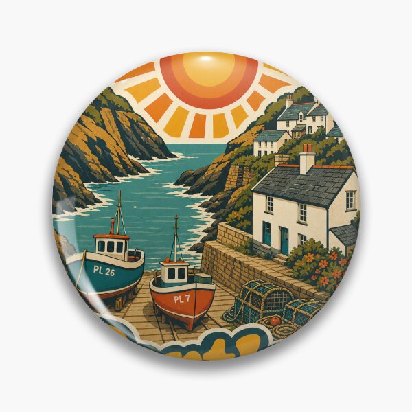 Item preview, Portloe England Travel Souvenir - Retro Illustration designed and sold by VisualArtsOasis.