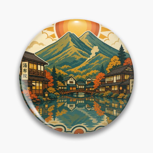 Item preview, Yufuin Japan Travel Souvenir - Retro Illustration designed and sold by VisualArtsOasis.
